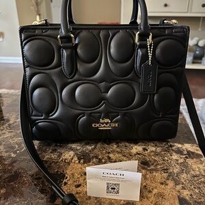 Coach Small Maggie Tote Signature Leather Black CY670
